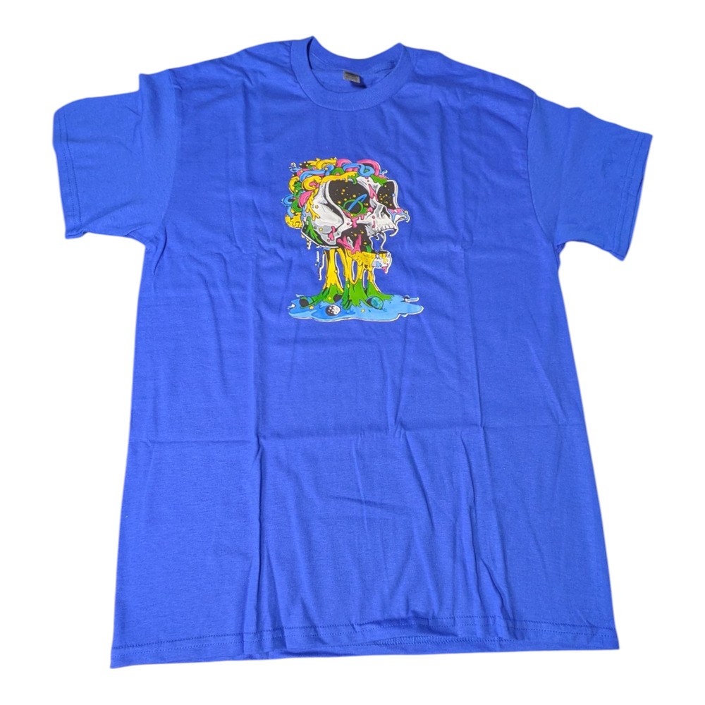 Gildan Blue T Shirt Drippy Skull Image Size Med Unisex New Without Tags